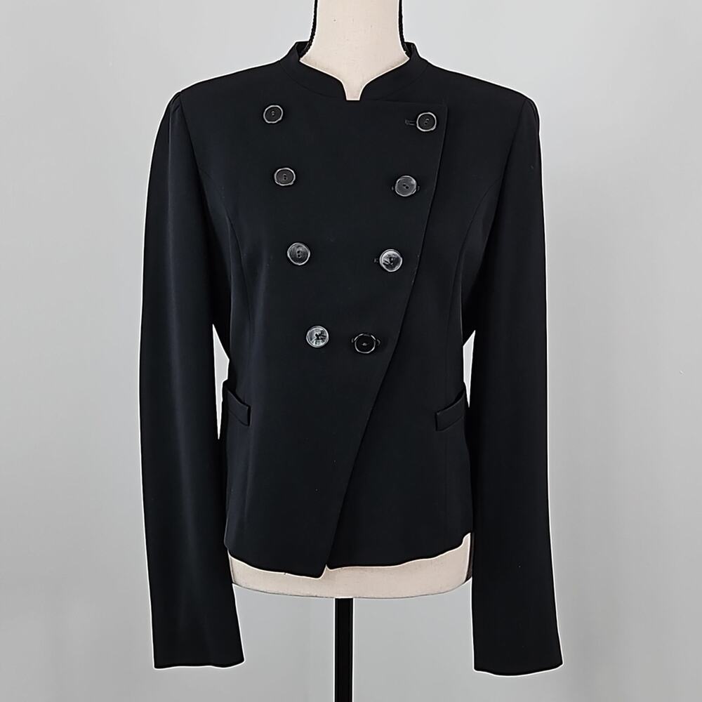 Max Mara Studio Double Breasted Black‎ Blazer Women's 12 FLAWS